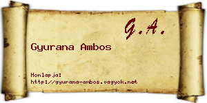 Gyurana Ambos névjegykártya